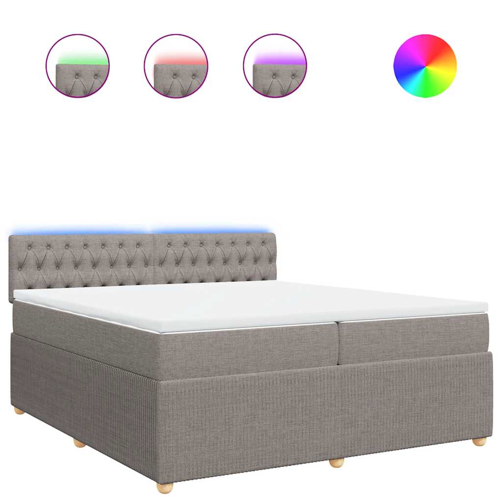 Κρεβάτι Boxspring με Στρώμα Taupe 200x200 εκ. Υφασμάτινο - Pakobazaar