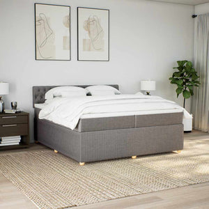 Κρεβάτι Boxspring με Στρώμα Taupe 200x200 εκ. Υφασμάτινο - Pakobazaar