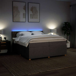 Κρεβάτι Boxspring με Στρώμα Taupe 200x200 εκ. Υφασμάτινο - Pakobazaar