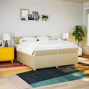 Κρεβάτι Boxspring με Στρώμα Κρεμ 200x200 εκ. Υφασμάτινο