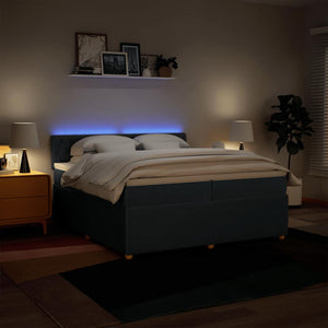 Κρεβάτι Boxspring με Στρώμα Μπλε 200x200 εκ. Υφασμάτινο - Pakobazaar