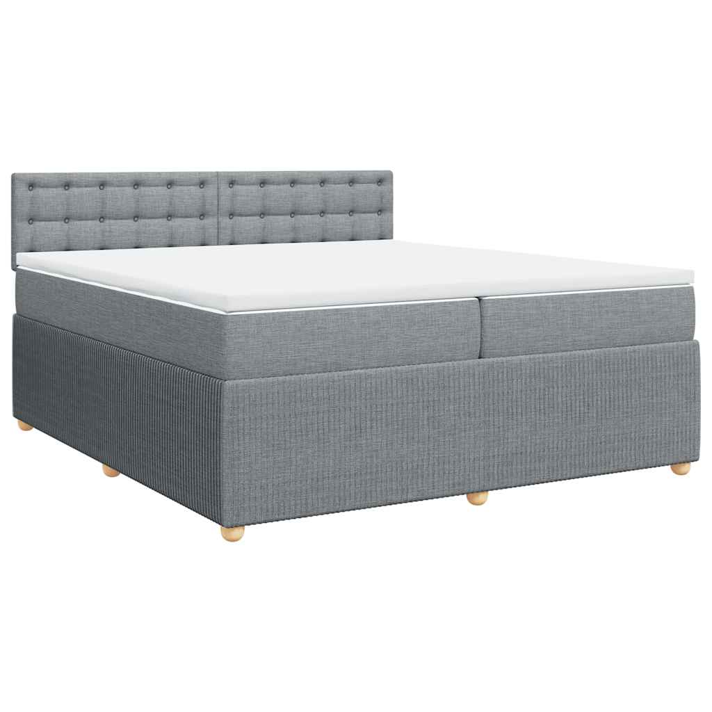 Κρεβάτι Boxspring με Στρώμα Ανοιχτό Γκρι 200x200 εκ. Υφασμάτινο - Pakobazaar