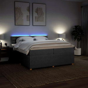 Κρεβάτι Boxspring με Στρώμα Ανοιχτό Γκρι 200x200 εκ. Υφασμάτινο - Pakobazaar