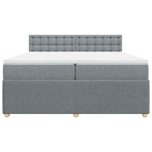 Κρεβάτι Boxspring με Στρώμα Ανοιχτό Γκρι 200x200 εκ. Υφασμάτινο - Pakobazaar
