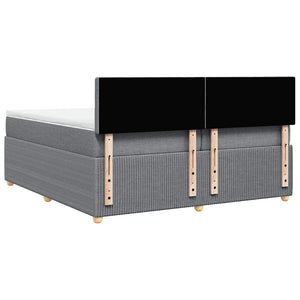 Κρεβάτι Boxspring με Στρώμα Ανοιχτό Γκρι 200x200 εκ. Υφασμάτινο - Pakobazaar