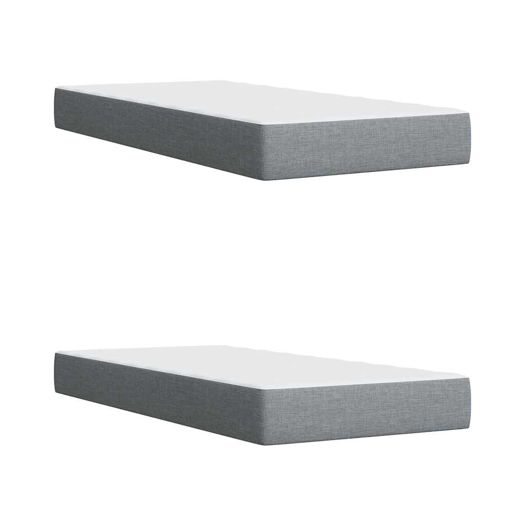 Κρεβάτι Boxspring με Στρώμα Ανοιχτό Γκρι 200x200 εκ. Υφασμάτινο - Pakobazaar