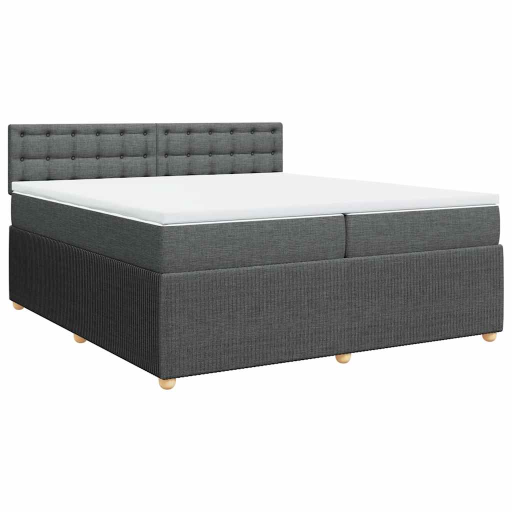 Κρεβάτι Boxspring με Στρώμα Σκούρο Γκρι 200x200 εκ. Υφασμάτινο - Pakobazaar