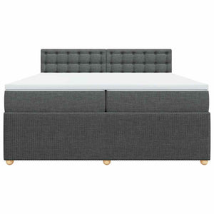 Κρεβάτι Boxspring με Στρώμα Σκούρο Γκρι 200x200 εκ. Υφασμάτινο - Pakobazaar