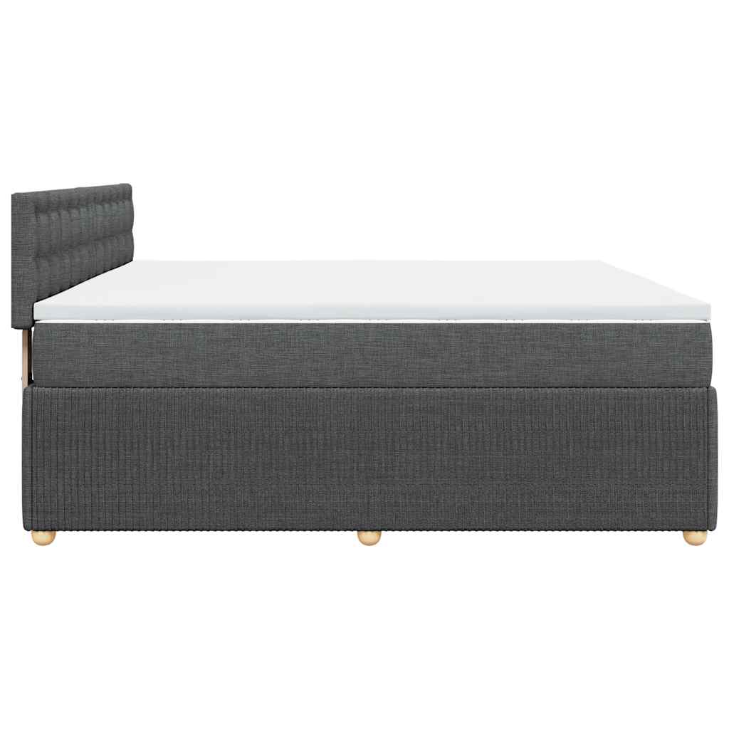Κρεβάτι Boxspring με Στρώμα Σκούρο Γκρι 200x200 εκ. Υφασμάτινο - Pakobazaar