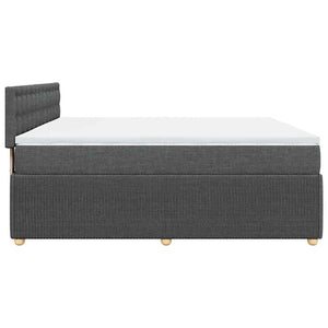 Κρεβάτι Boxspring με Στρώμα Σκούρο Γκρι 200x200 εκ. Υφασμάτινο - Pakobazaar