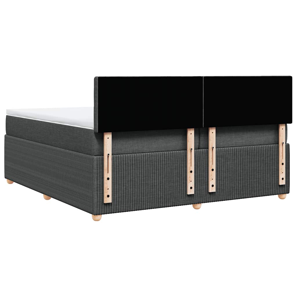 Κρεβάτι Boxspring με Στρώμα Σκούρο Γκρι 200x200 εκ. Υφασμάτινο - Pakobazaar