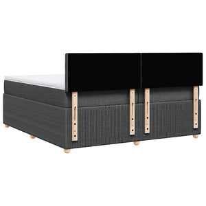 Κρεβάτι Boxspring με Στρώμα Σκούρο Γκρι 200x200 εκ. Υφασμάτινο - Pakobazaar