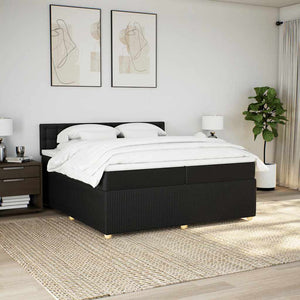 Κρεβάτι Boxspring με Στρώμα Μαύρο 200x200 εκ. Υφασμάτινο - Pakobazaar