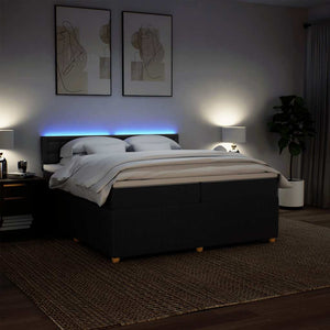 Κρεβάτι Boxspring με Στρώμα Μαύρο 200x200 εκ. Υφασμάτινο - Pakobazaar