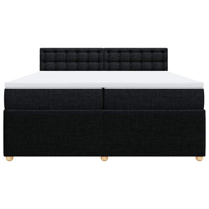 Κρεβάτι Boxspring με Στρώμα Μαύρο 200x200 εκ. Υφασμάτινο - Pakobazaar