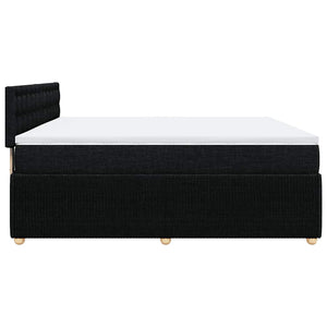 Κρεβάτι Boxspring με Στρώμα Μαύρο 200x200 εκ. Υφασμάτινο - Pakobazaar