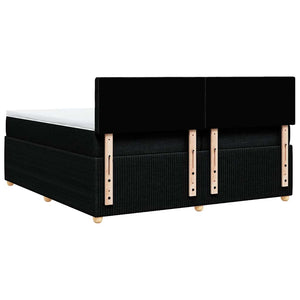 Κρεβάτι Boxspring με Στρώμα Μαύρο 200x200 εκ. Υφασμάτινο - Pakobazaar
