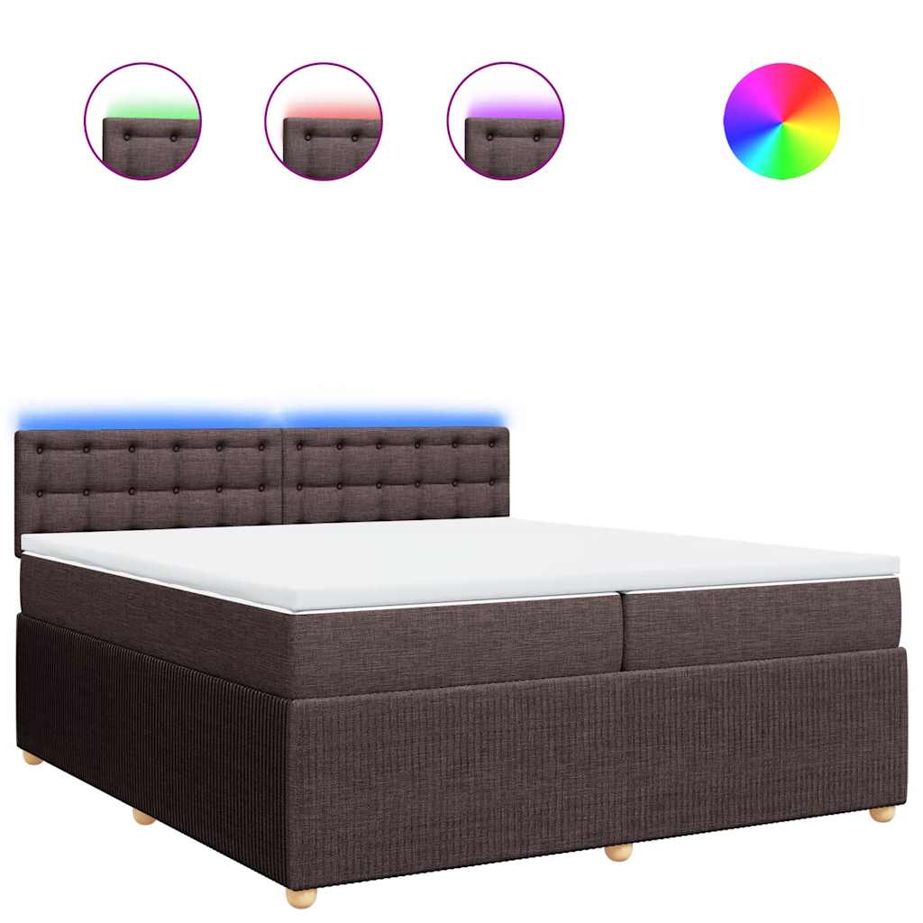 Κρεβάτι Boxspring με Στρώμα Σκούρο Καφέ 200x200 εκ. Υφασμάτινο - Pakobazaar