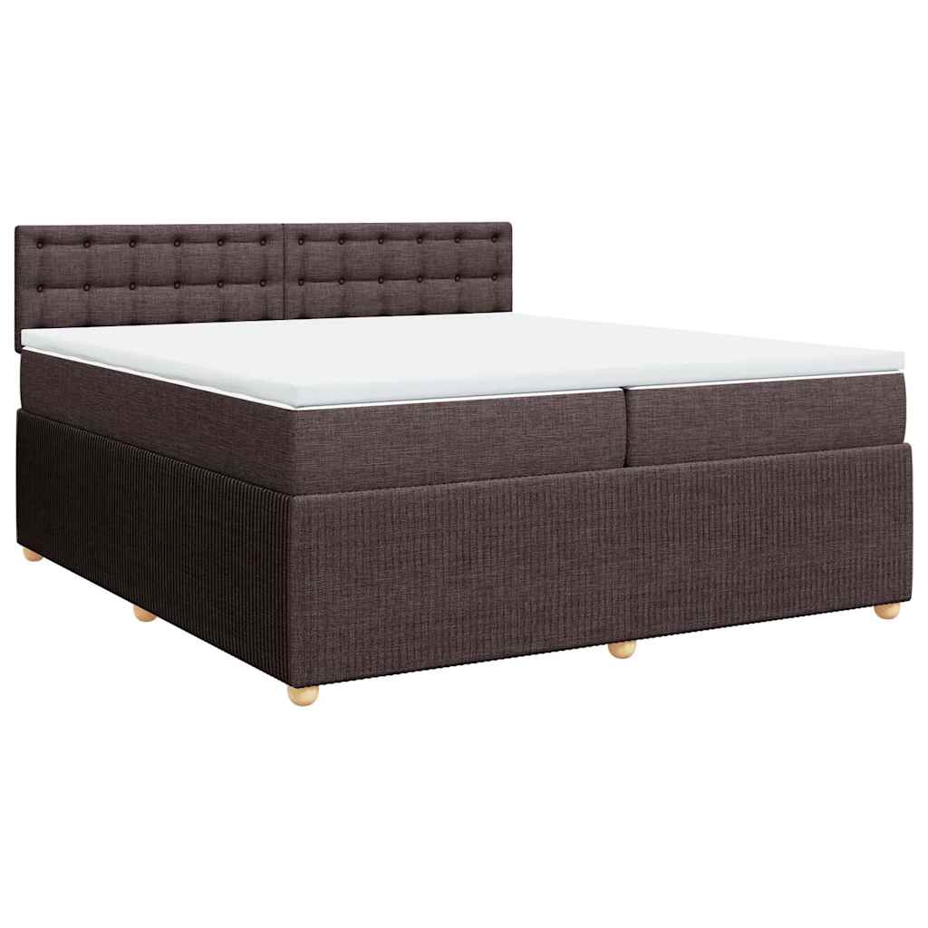 Κρεβάτι Boxspring με Στρώμα Σκούρο Καφέ 200x200 εκ. Υφασμάτινο - Pakobazaar