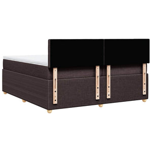 Κρεβάτι Boxspring με Στρώμα Σκούρο Καφέ 200x200 εκ. Υφασμάτινο - Pakobazaar