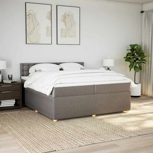 Κρεβάτι Boxspring με Στρώμα Taupe 200x200 εκ. Υφασμάτινο - Pakobazaar