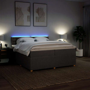 Κρεβάτι Boxspring με Στρώμα Taupe 200x200 εκ. Υφασμάτινο - Pakobazaar