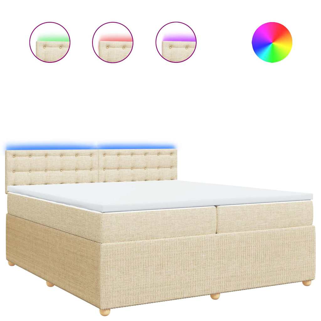 Κρεβάτι Boxspring με Στρώμα Κρεμ 200x200 εκ. Υφασμάτινο - Pakobazaar