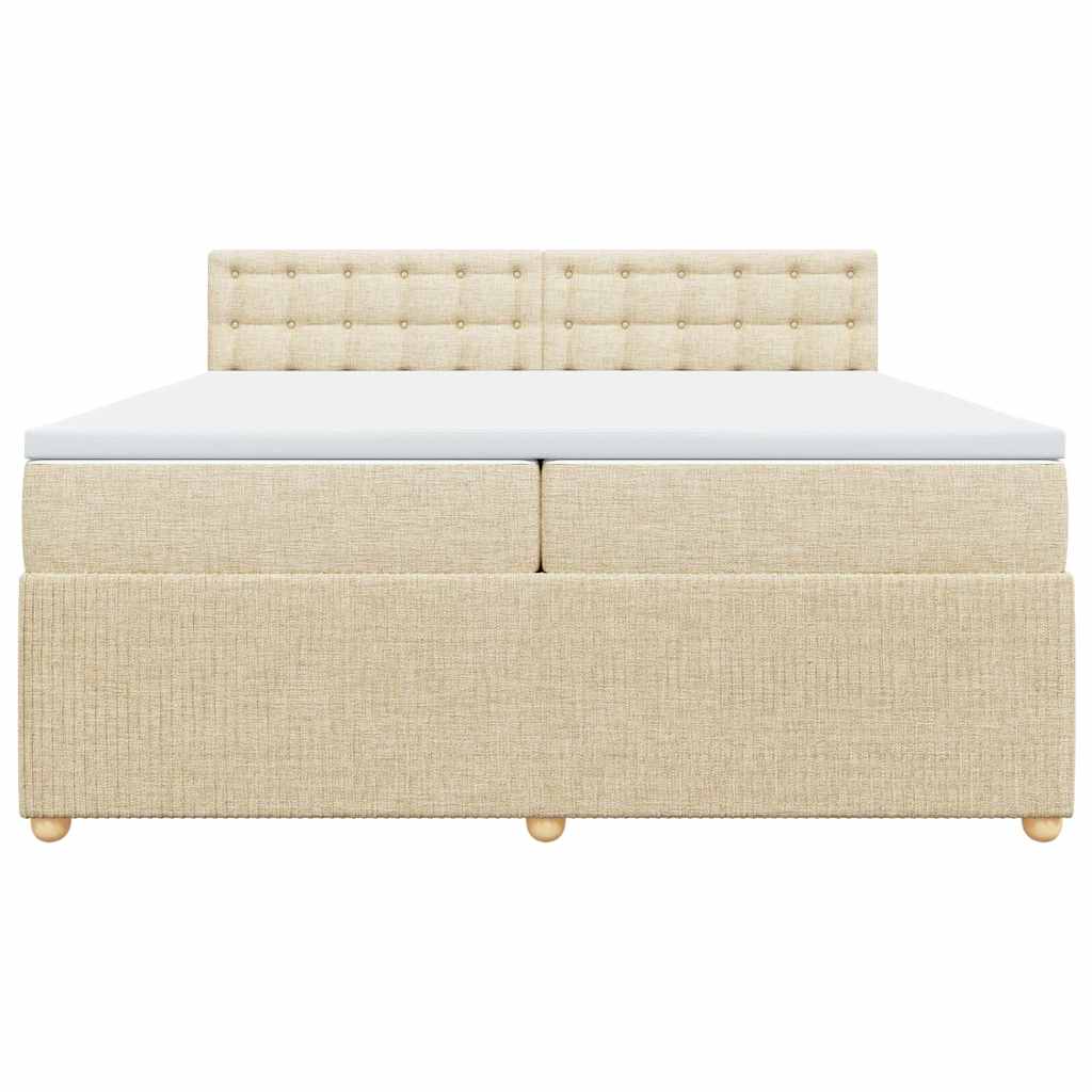 Κρεβάτι Boxspring με Στρώμα Κρεμ 200x200 εκ. Υφασμάτινο - Pakobazaar