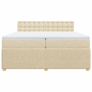 Κρεβάτι Boxspring με Στρώμα Κρεμ 200x200 εκ. Υφασμάτινο - Pakobazaar