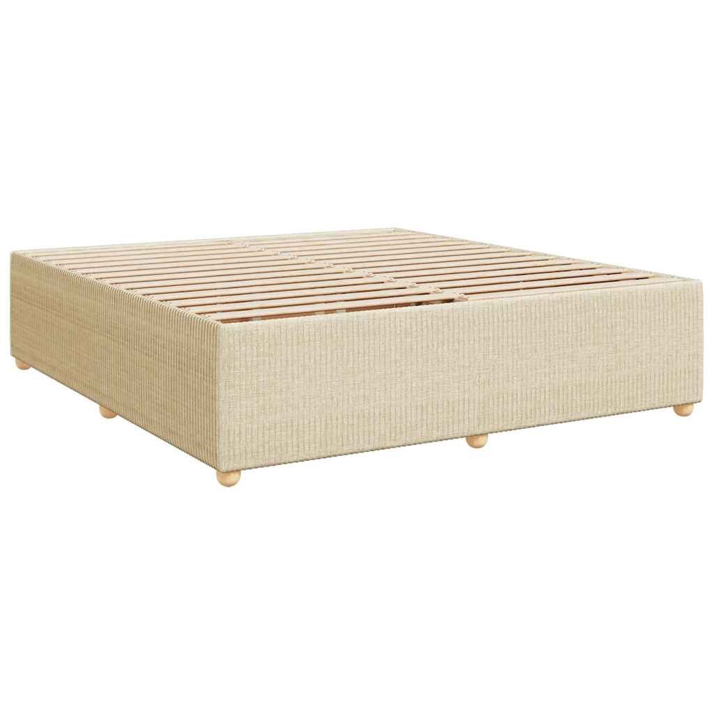 Κρεβάτι Boxspring με Στρώμα Κρεμ 200x200 εκ. Υφασμάτινο - Pakobazaar
