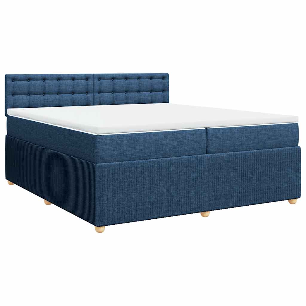 Κρεβάτι Boxspring με Στρώμα Μπλε 200x200 εκ. Υφασμάτινο - Pakobazaar