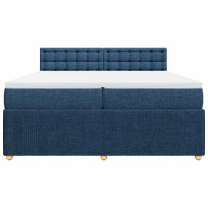Κρεβάτι Boxspring με Στρώμα Μπλε 200x200 εκ. Υφασμάτινο - Pakobazaar