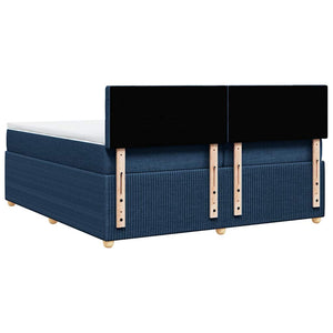 Κρεβάτι Boxspring με Στρώμα Μπλε 200x200 εκ. Υφασμάτινο - Pakobazaar