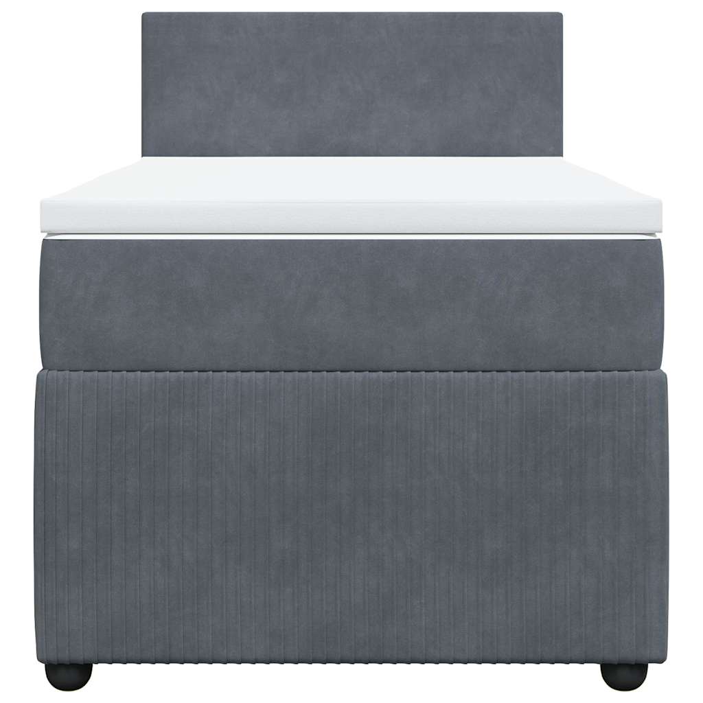 Κρεβάτι Boxspring με Στρώμα Σκούρο Γκρι 80x200 εκ. Βελούδινο - Pakobazaar