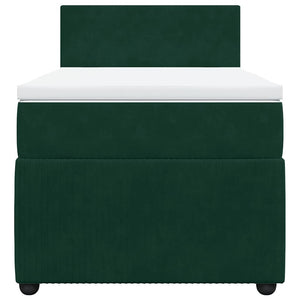 Κρεβάτι Boxspring με Στρώμα Σκούρο Πράσινο 80x200 εκ. Βελούδινο - Pakobazaar