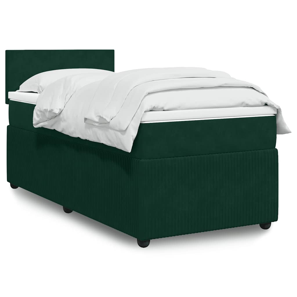 Κρεβάτι Boxspring με Στρώμα Σκούρο Πράσινο 80x200 εκ. Βελούδινο - Pakobazaar