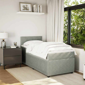 Κρεβάτι Boxspring με Στρώμα Ανοιχτό Γκρι 80x200 εκ. Βελούδινο - Pakobazaar