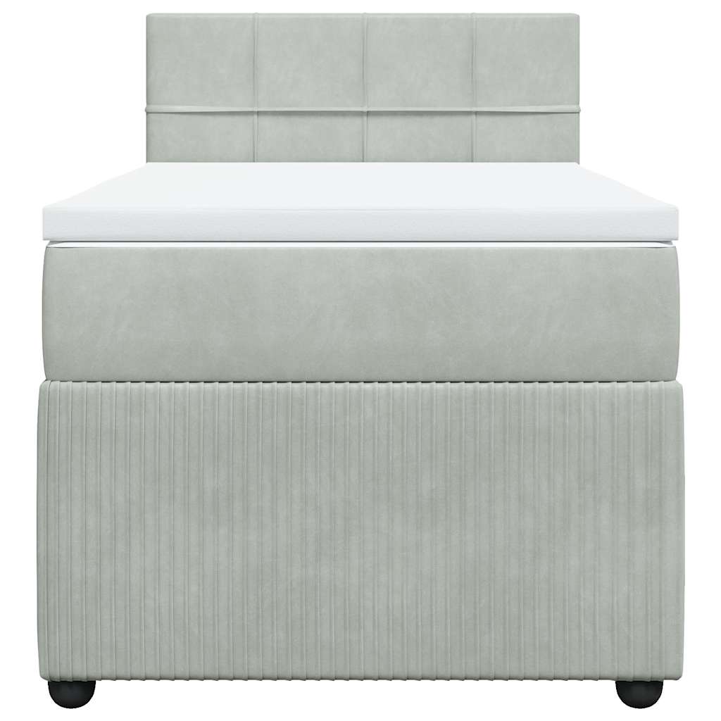 Κρεβάτι Boxspring με Στρώμα Ανοιχτό Γκρι 80x200 εκ. Βελούδινο - Pakobazaar