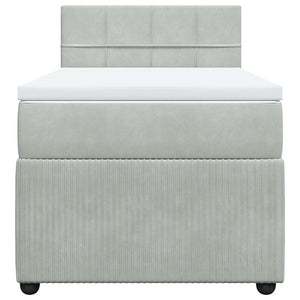 Κρεβάτι Boxspring με Στρώμα Ανοιχτό Γκρι 80x200 εκ. Βελούδινο - Pakobazaar