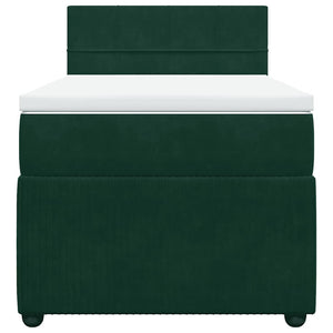 Κρεβάτι Boxspring με Στρώμα Σκούρο Πράσινο 80x200 εκ. Βελούδινο - Pakobazaar