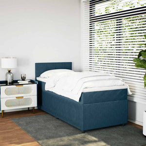 Κρεβάτι Boxspring με Στρώμα Μπλε 80 x 200 εκ. Βελούδινο - Pakobazaar