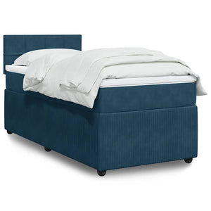 Κρεβάτι Boxspring με Στρώμα Μπλε 80 x 200 εκ. Βελούδινο - Pakobazaar