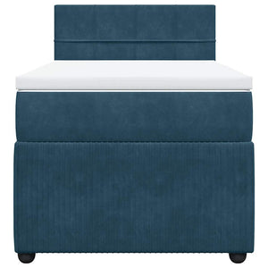 Κρεβάτι Boxspring με Στρώμα Μπλε 80 x 200 εκ. Βελούδινο - Pakobazaar