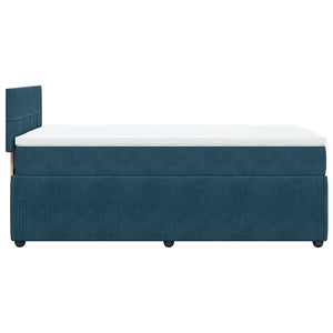 Κρεβάτι Boxspring με Στρώμα Μπλε 80 x 200 εκ. Βελούδινο - Pakobazaar