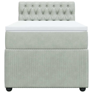 Κρεβάτι Boxspring με Στρώμα Ανοιχτό Γκρι 80x200 εκ. Βελούδινο - Pakobazaar