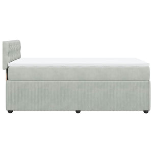 Κρεβάτι Boxspring με Στρώμα Ανοιχτό Γκρι 80x200 εκ. Βελούδινο - Pakobazaar