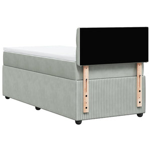 Κρεβάτι Boxspring με Στρώμα Ανοιχτό Γκρι 80x200 εκ. Βελούδινο - Pakobazaar
