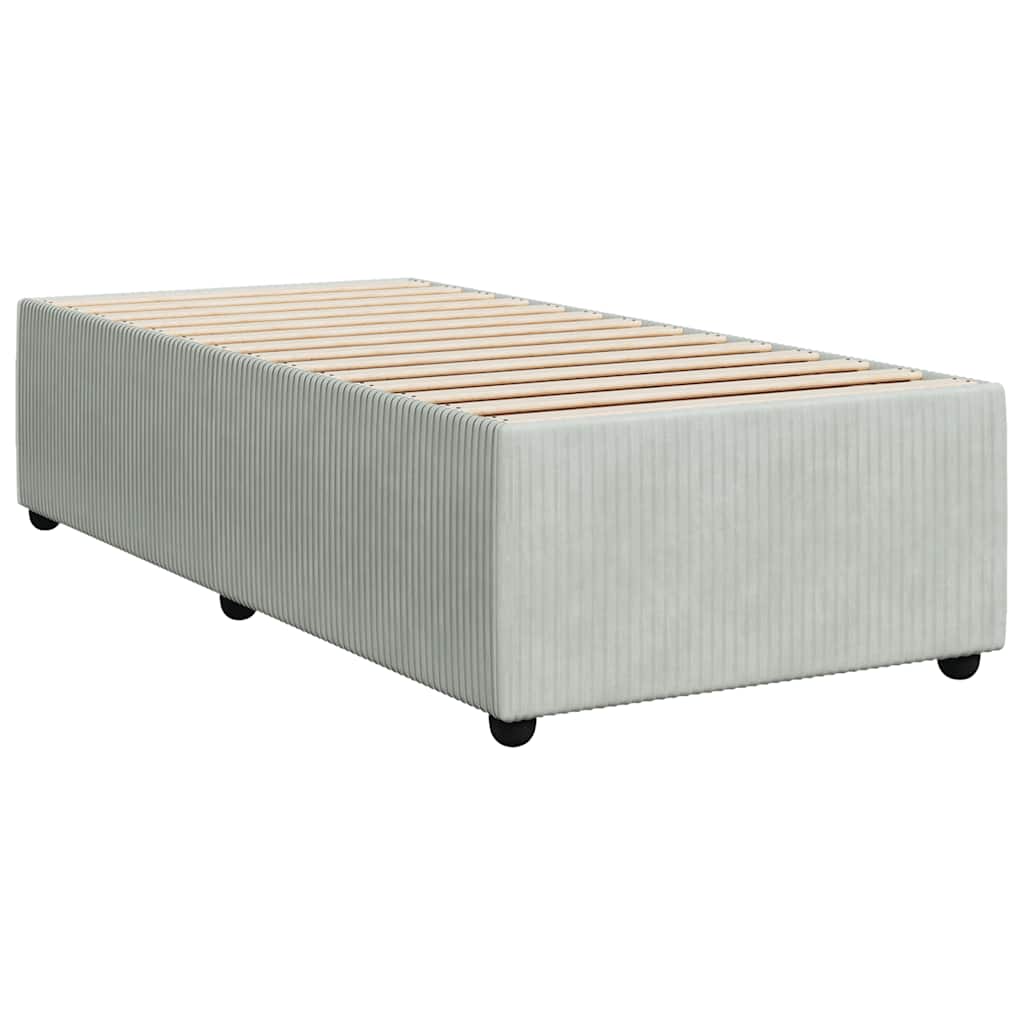Κρεβάτι Boxspring με Στρώμα Ανοιχτό Γκρι 80x200 εκ. Βελούδινο - Pakobazaar