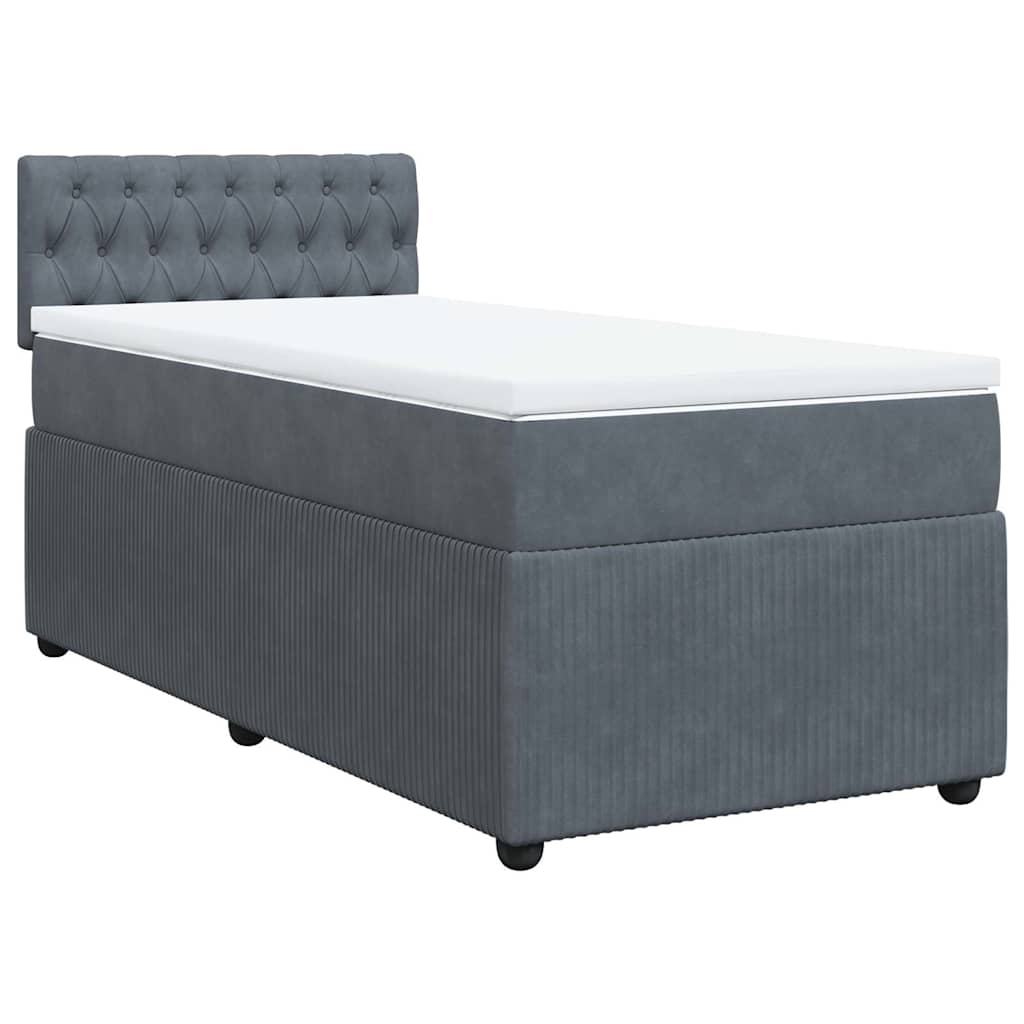 Κρεβάτι Boxspring με Στρώμα Σκούρο Γκρι 80x200 εκ. Βελούδινο - Pakobazaar
