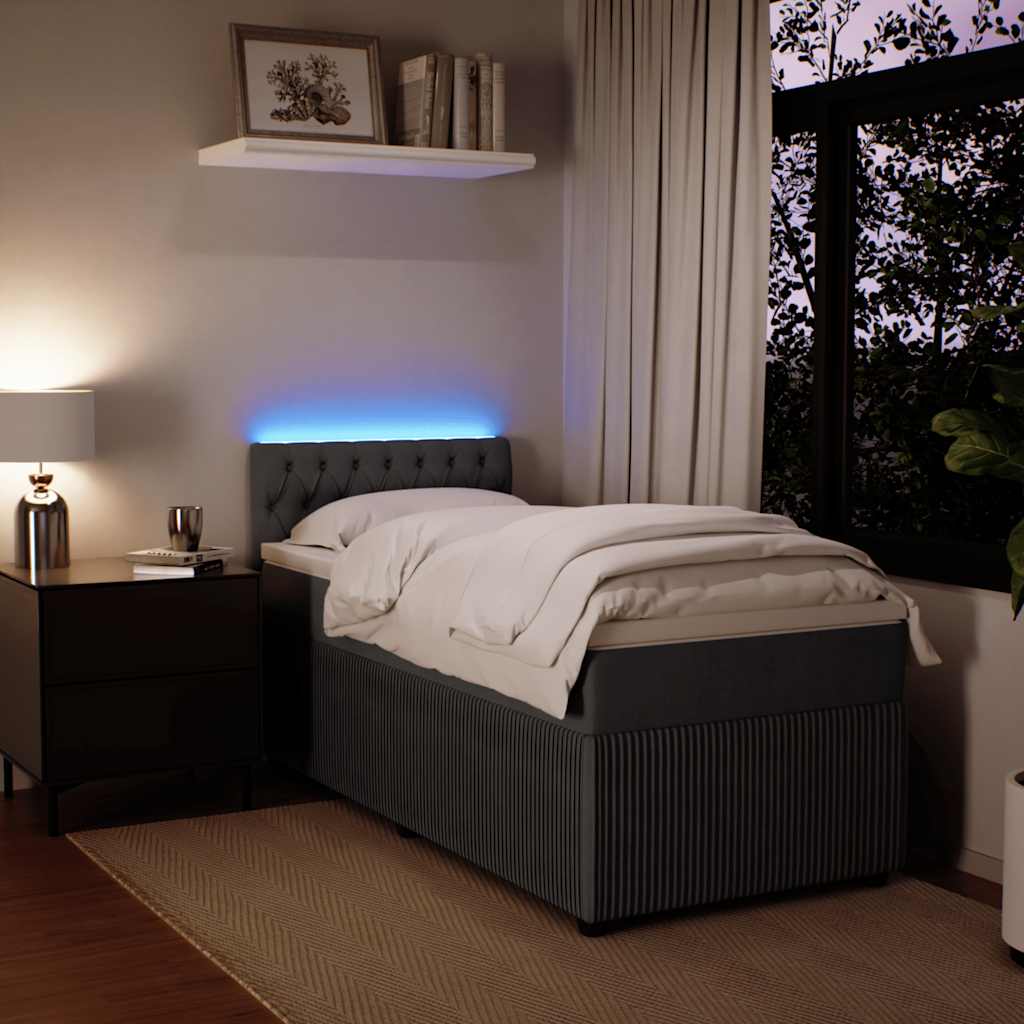 Κρεβάτι Boxspring με Στρώμα Σκούρο Γκρι 80x200 εκ. Βελούδινο - Pakobazaar